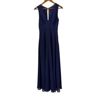 BHLDN Capulet Chiffon Maxi Dress In Navy Blue Size S